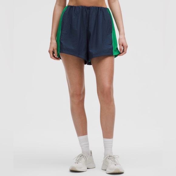 Lululemon Nylon High‑Rise Short 5″ Retro Remix Set In Navy – Size M – NWT - Picture 2 of 8